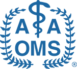 The image displays a logo with text that reads  AASA OMS  along with a laurel wreath, suggesting an association or organization related to osteopathic medicine.